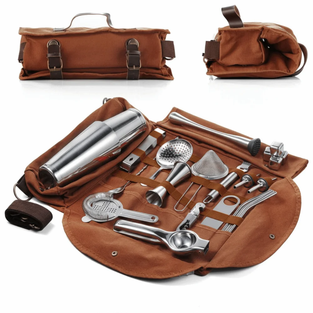 عالية الجودة المهنية نادل عدة حقيبة سفر خلاط نادل طقم هدايا 25 قطعة شريط أداة حقيبة مهنة السادل #4