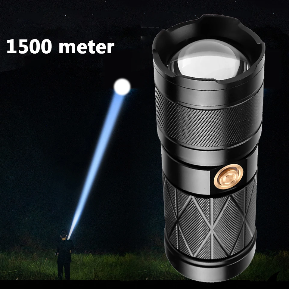 

1500M Led Flashlight High Quality 30W Ultra-far lighting Tactical Built-in battery Aluminum alloy Torch Power bank Lantern