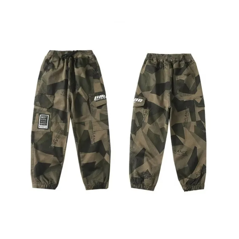 Boy Camouflage Cargo Pants Children Casual Sweatpants Three-dimensional High Visibility Sports Pants Children\'s Clothing 3-16Y