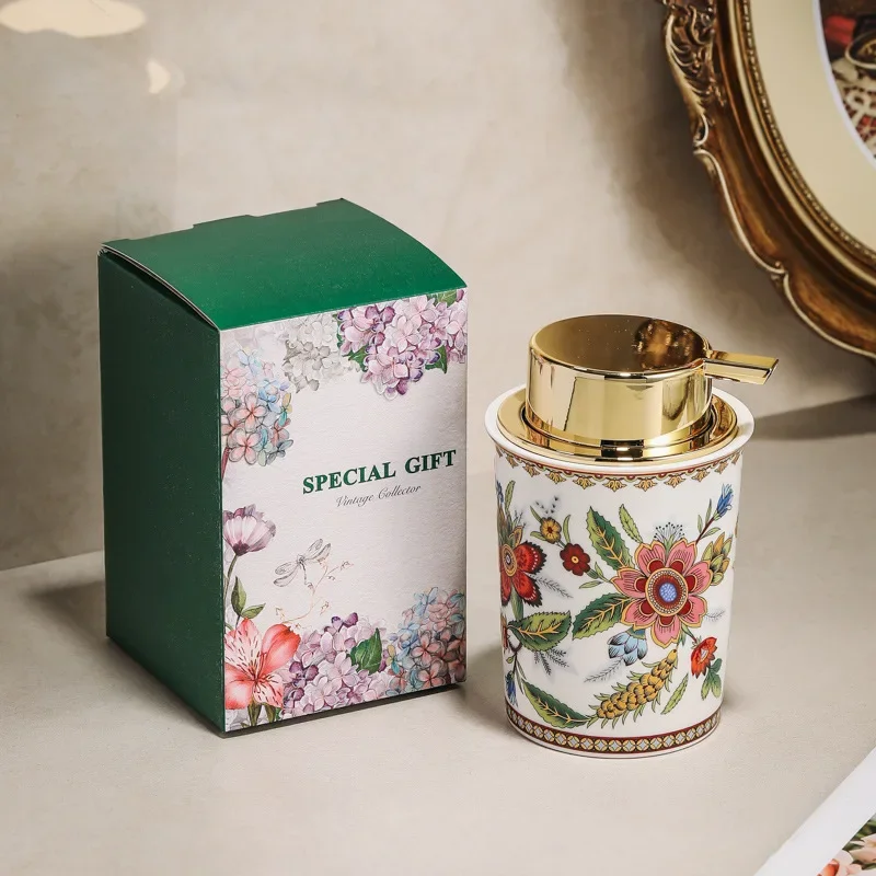 

250ML Color Pattern Ceramic Lotion Bottle Facial Cleanser Foamer Home Makeup Remover Shampoo Storage Bottle Bathroom Accessories