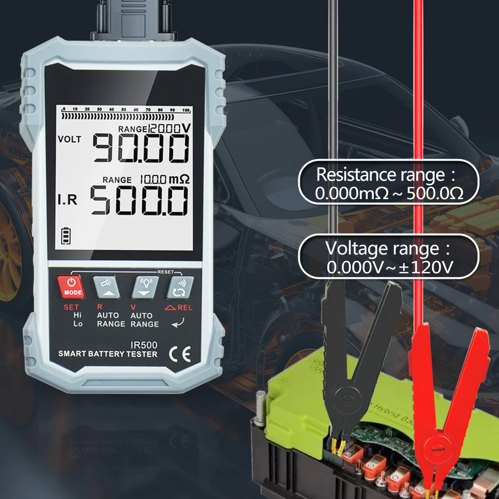 

120V 500Ω Battery Internal Resistance Tester IR502 IR50 4-Wire Kelvin Test Lead-acid Lithium Nickel-cadmium Battey Test Monitor