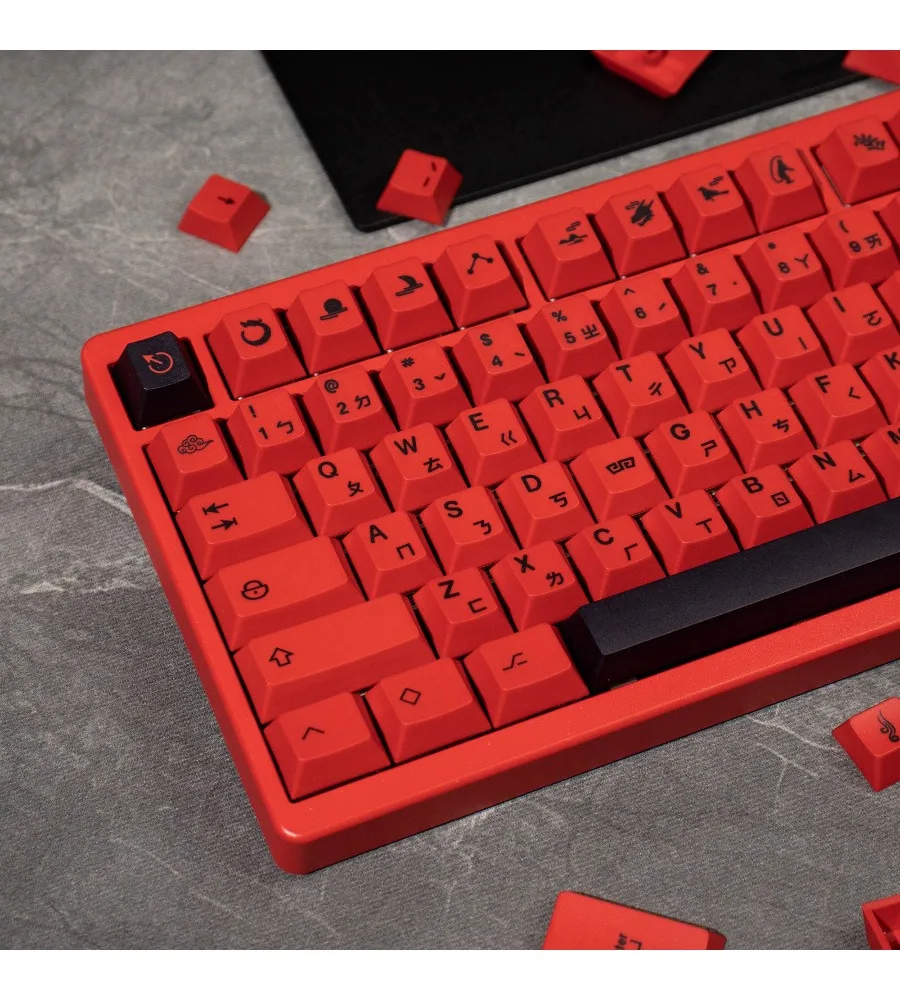 

Red mechanical keyboard keycaps with 148 keys thickened PBT sublimation factory height compatible with 60/87