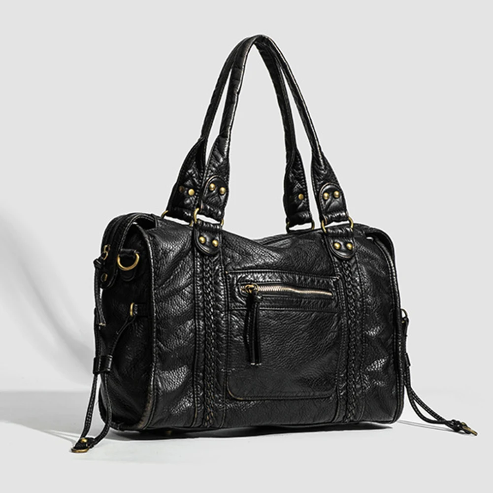 

Роскошные брендовые сумки на плечо из мягкой искусственной кожи для девочек, черные сумки-тоут, Новое поступление Y2K, большие мотоциклетные сумки через плечо для женщин