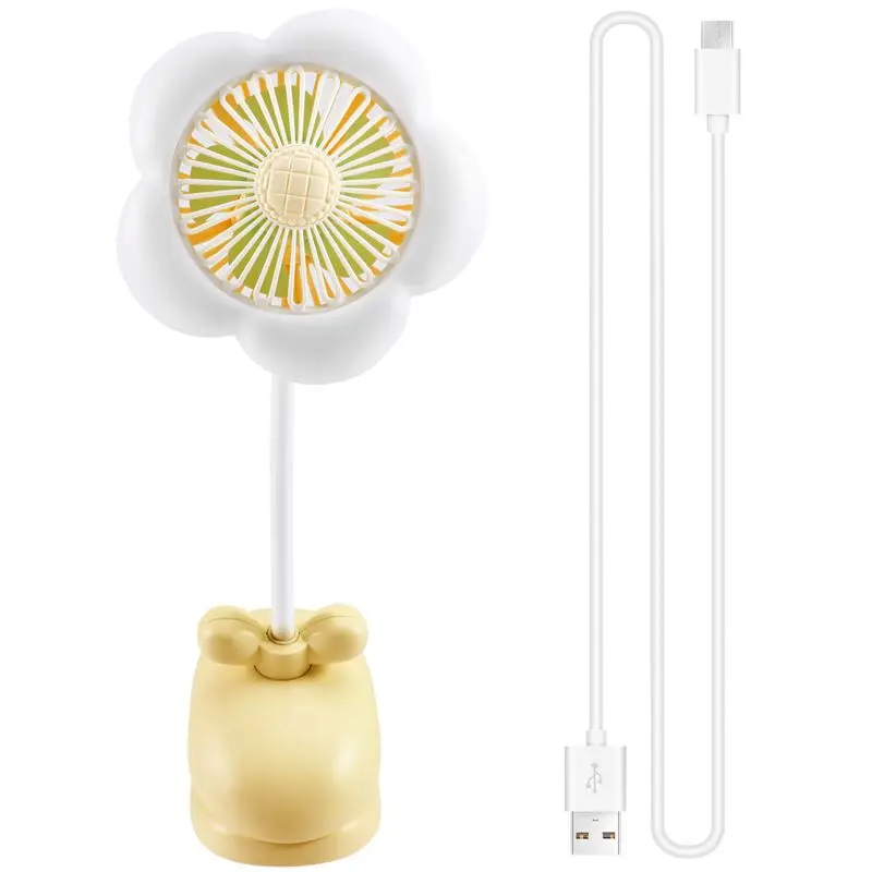 B83B-USB Rechargeable Clip On Fan Cute Design Flower Clip On Fan 360° Rotate Cooling Fan With LED Lights For Stroller Camping