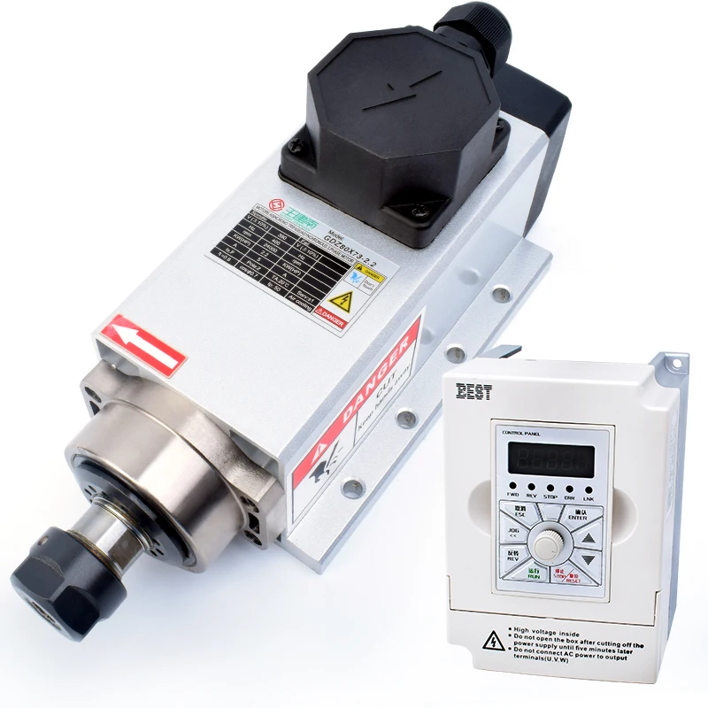 GDZ80-2.2kw Spindle Inverter VFD Kit Er20 2.2kw Spindle Motor Air Cooled Spindle For Engraving Cutting Wood Acrylic Plywood