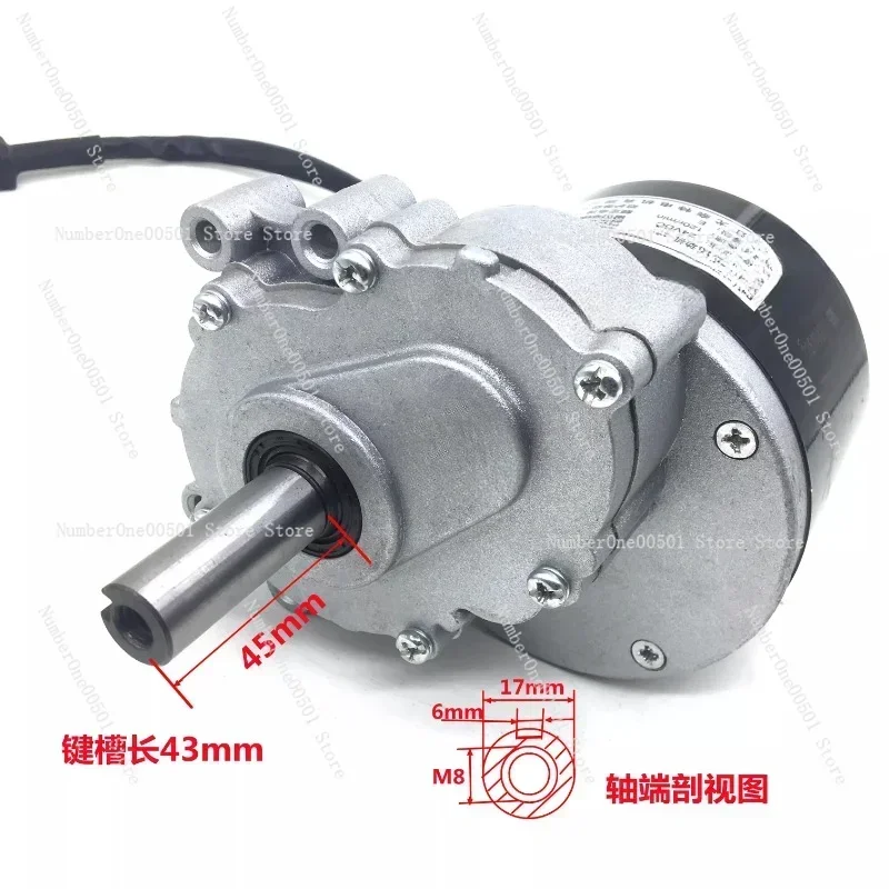 Brushed DC gear Low speed brushed gear motor for electric wheel 250w, 24v, 75rpm / 120rpm 44mm long 17mm diameter