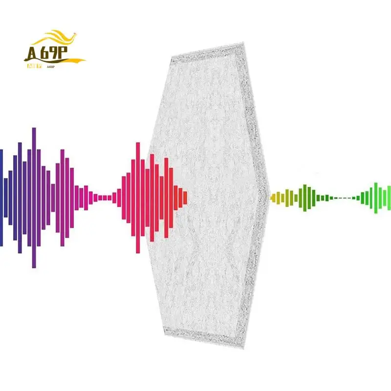 A69P-12 قطعة ألواح صوتية سداسية ذات حافة مشطوفة ألواح إسفنجية مقاومة للصوت، بطانة عازلة للصوت، معالجة صوتية للاستوديو #1