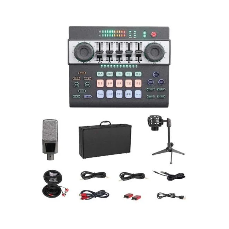 Complete Set of High Quality Multi Channel Live Stream Audio Mixer Sound Card specialized Equipment for Live Singing