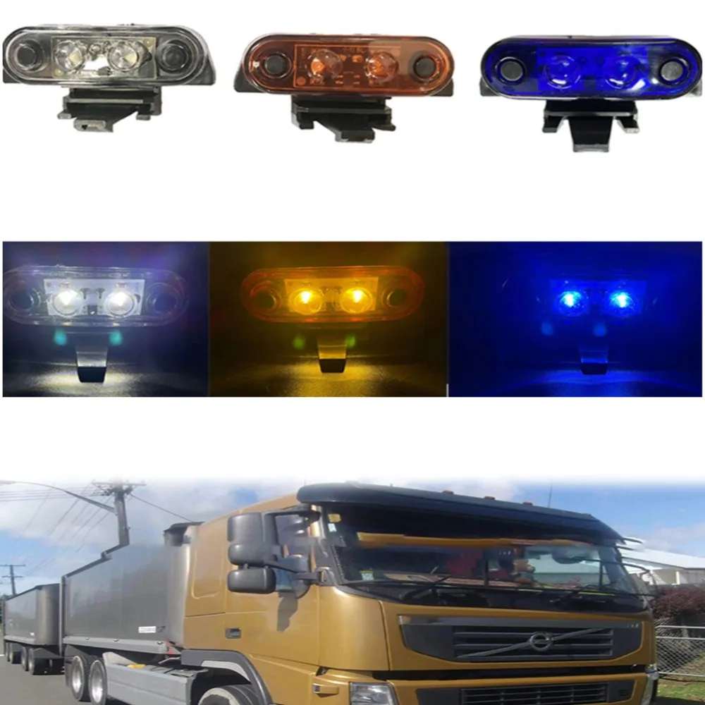 

Желтые, белые, синие светодиодные габаритные огни на крыше кабины для грузовика, внедорожника, 12 В, сигнальная лампа, головной свет, светодиодные лампы