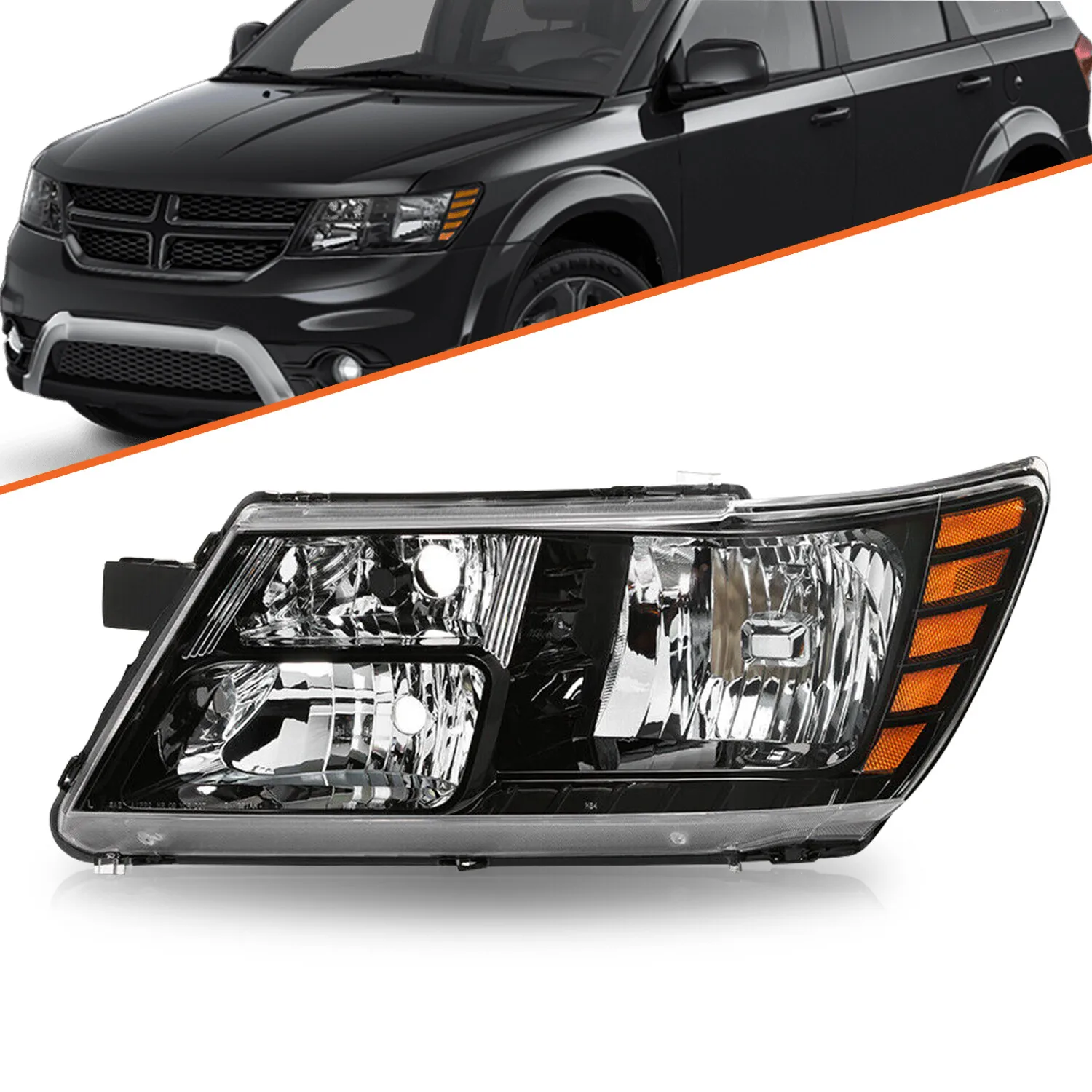 

For 2009-2018 Dodge Journey Headlights Black Headlamps Left Driver Side 09-18