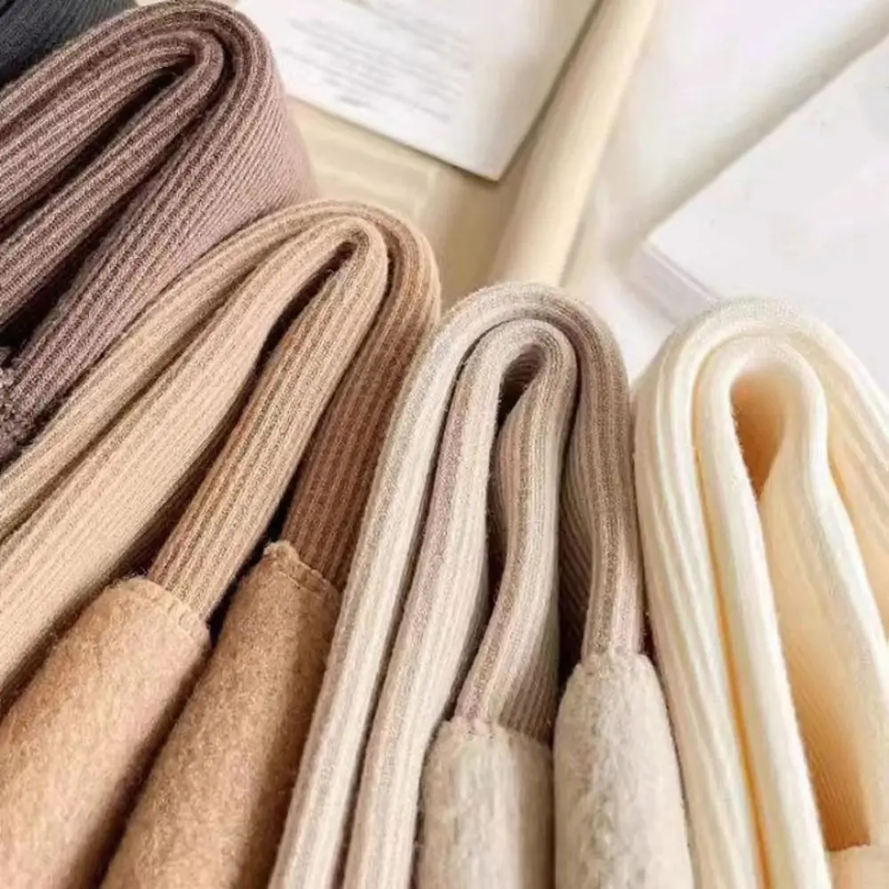 

5 пар утепленных носков в полоску, простые однотонные термоноски средней длины, более толстые зимние носки средней длины, женские осенне-зимние носки