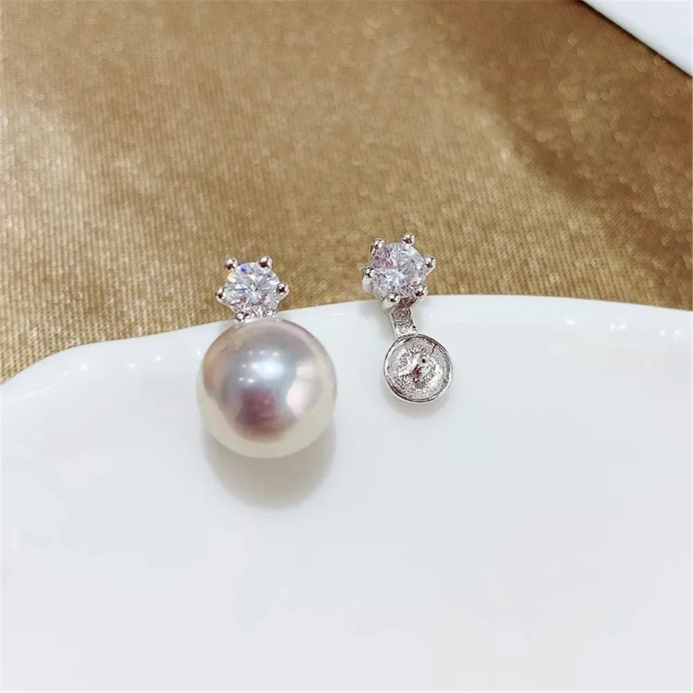 925 Silver Pearl Beads Stud Earrings Setting Base Diy Jewelry Making Findings&Components No Pearl E090