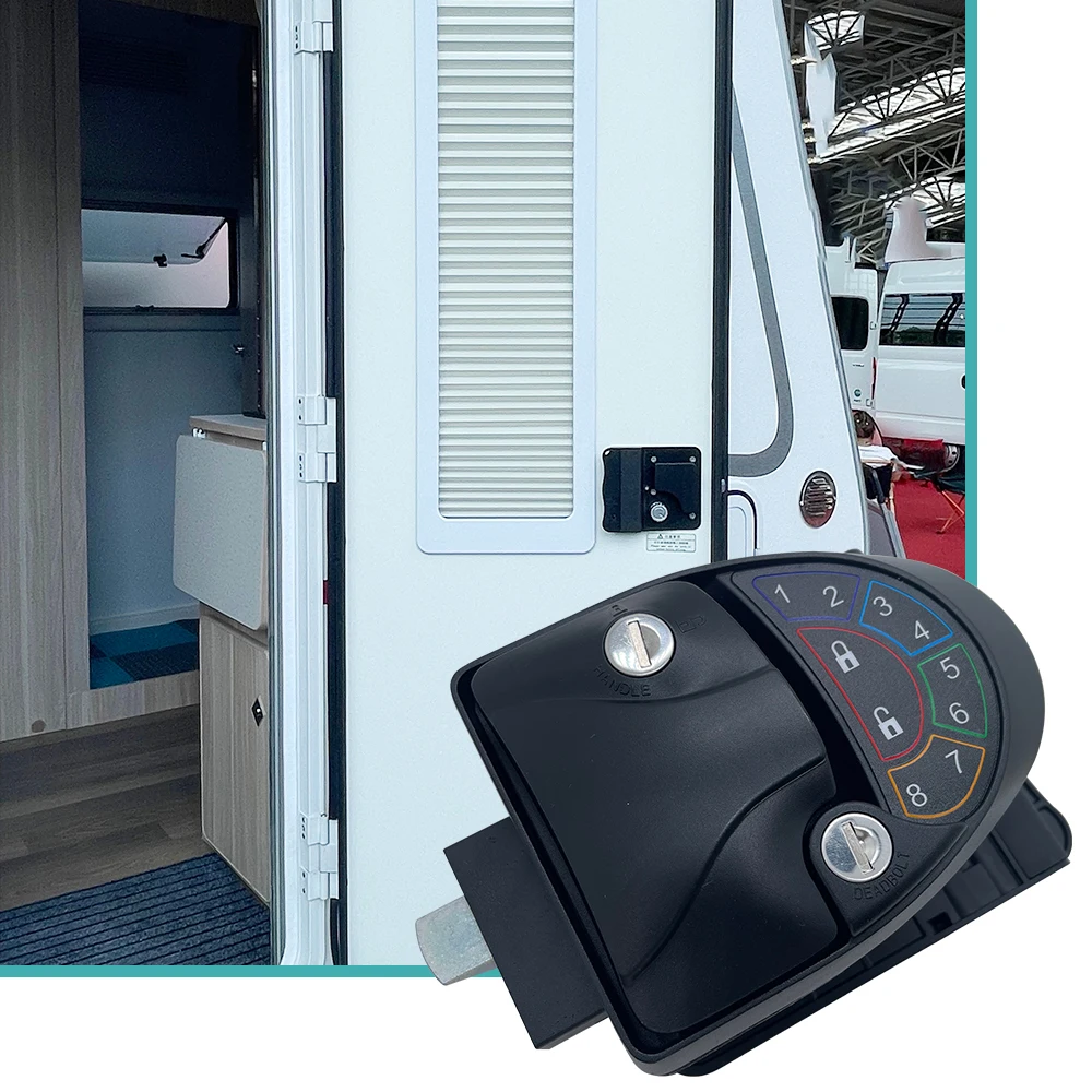 Black Zinc Alloy Wireless Keyless Keypad Camper Caravan Trailer Entry RV Door Lock Entry Door Lock Handle Latch