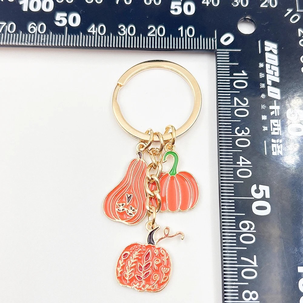 New Fashion Thanksgiving Pumpkin Oil Enamel Charms KeyChain Key Chain Car Keyring Women Child Gift Jewelry