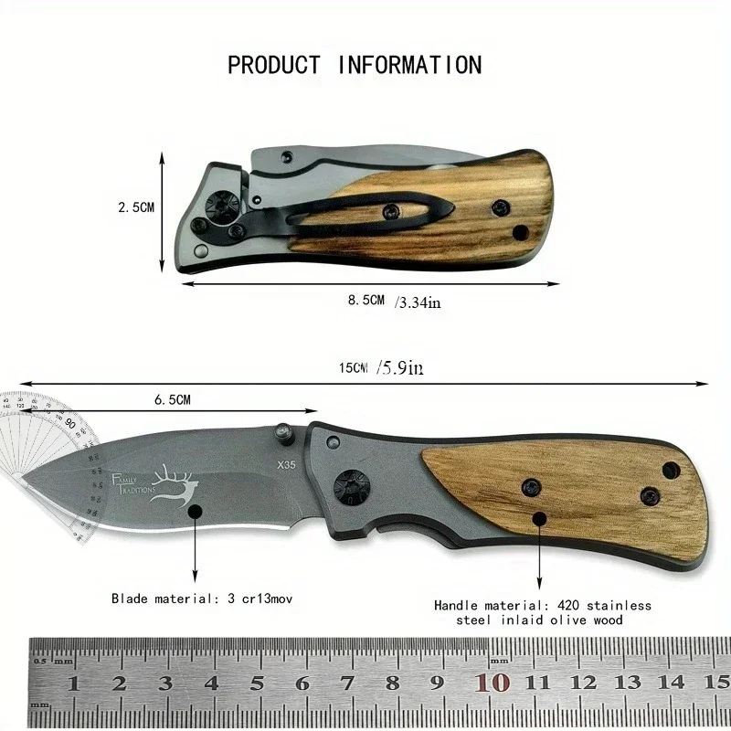 X35 포켓 나이프 야외 캠핑 생존 전술 EDC 휴대용 접는 칼 절단 칼 다기능 창 차단기