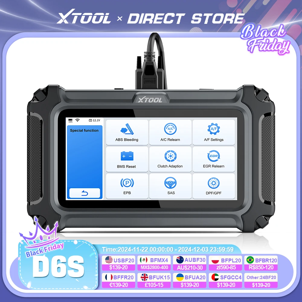 XTOOL D6S Automotive Diagnostic Tools ECM TCM ABS SRS EPB Car obd2 Scanner Lifetime Free Update FCA Autoauth 30 Resets CAN FD