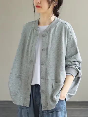 루즈핏 야구 재킷 루즈핏 여유로운 스타일 루즈핏 여유로운 스타일 여성용 여성 단색 단색 트렌디한 세련된 야구 재킷 야구 자켓 야구 코트 야구 재킷