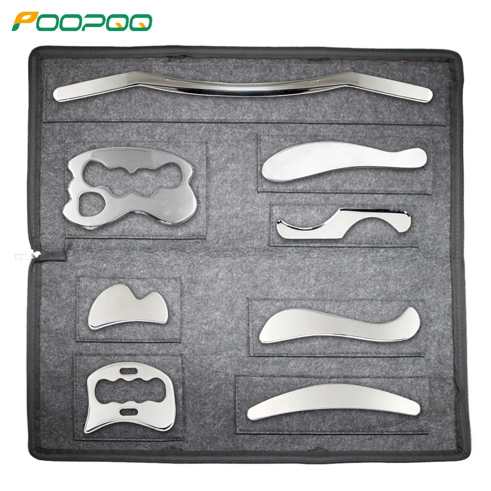 8Pcs/Set Stainless Steel Gua Sha Scraping Massage Tool Set IASTM Tools Great Soft Tissue Mobilization Tool for Home