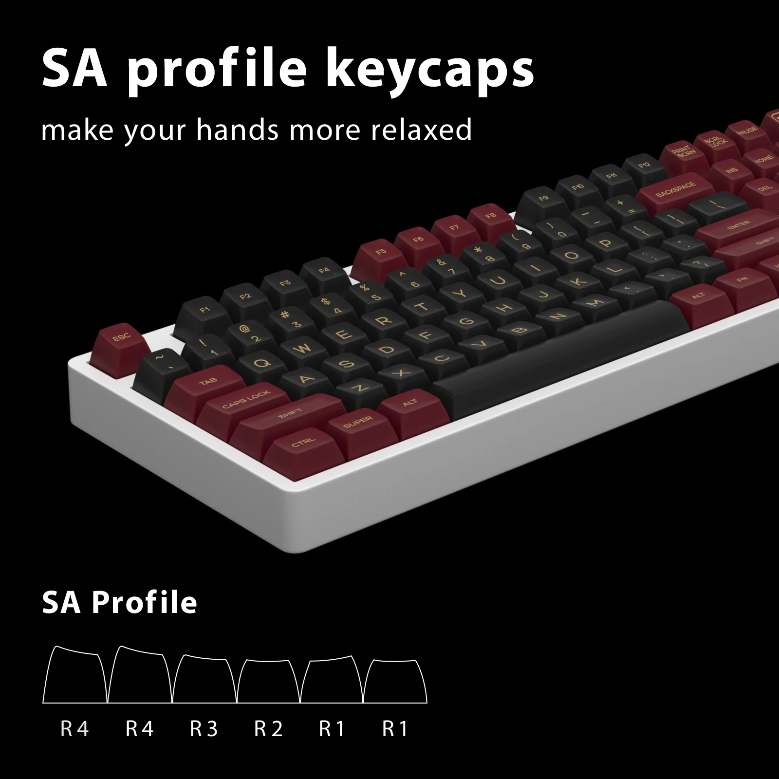 Imagem -03 - Kbdiy-teclado Mecânico Keycap Perfil SA Preto e Vermelho Pbt Double Shot Faça Você Mesmo Custom 61 68 84 87 100 104 98