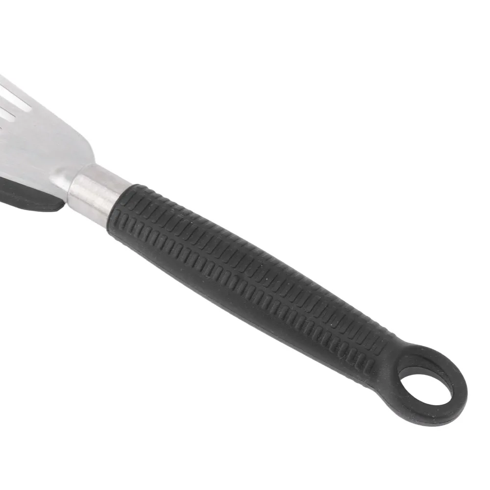 Stainless Steel Silicone Fish Spatula Black Grey Slot Design Slotted Spatula Inclined Edge Heat Resistant Handle