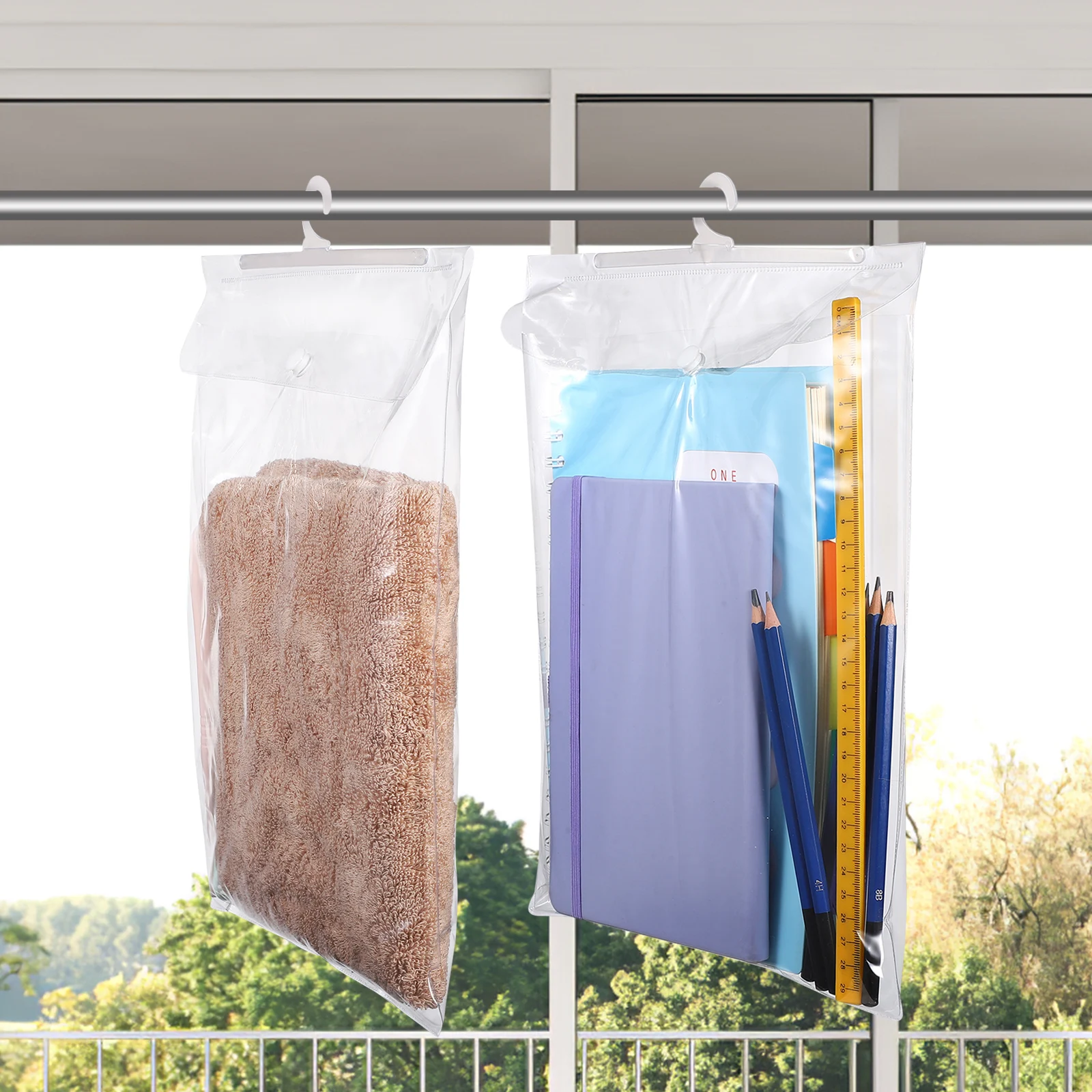 

30Pcs Hanging Storage Bags Clear Plastic Organizer with Hanger for Books Clothes Classroom Travel Hanger Organizer