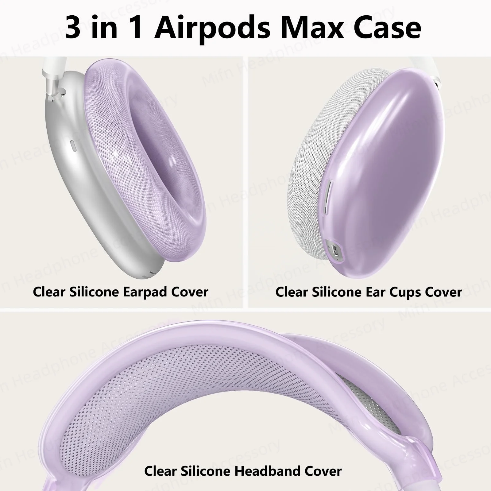 2024 New 3 in 1 transparent skins case for apple airpods max Headphones Protective Case Replacement Cover Earphone Accessories