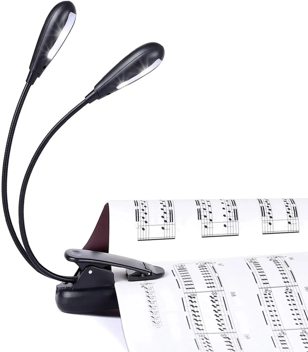 

Rechargeable Clip on Music Stand Light, 8 LED, 3 Brightness, Eye Care, Dual Arm