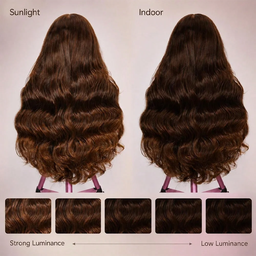 13x4 HD Lace Frontal Human Hair Wigs Pre Plucked with Baby Hair #4 Chocolate Brown Body Wave Human Hair Wigs For Women Natural Hairline image 3