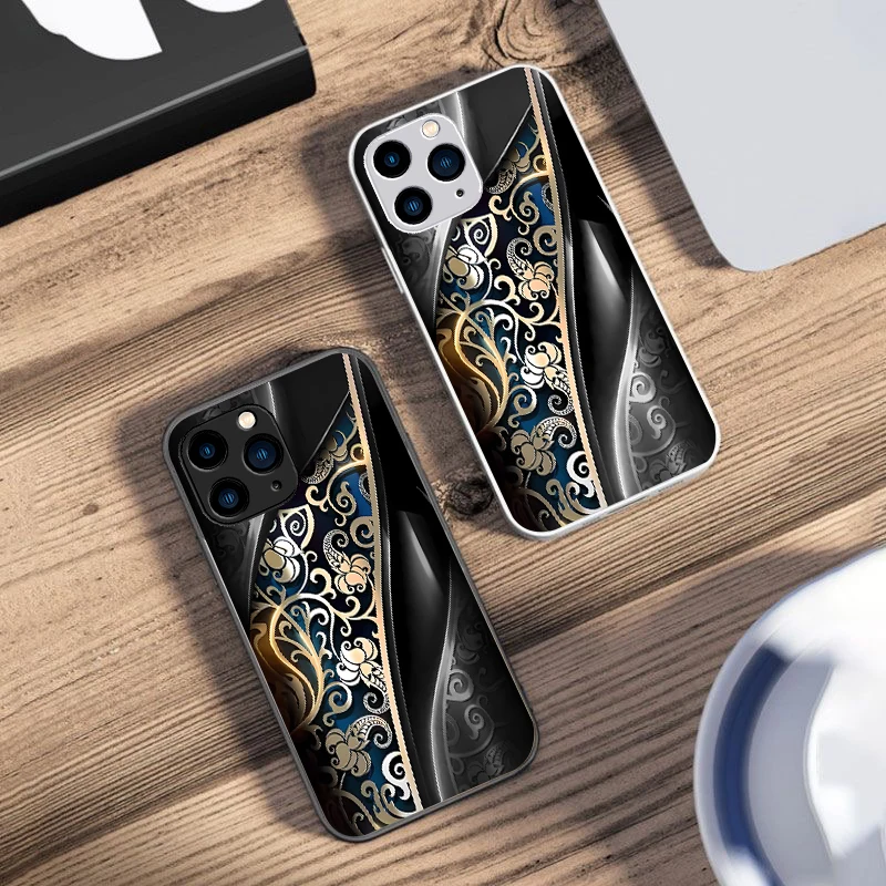 Fate Gear Black For IPhone 16 Pro Max 15 Pro 14 13 12 Mini 11 XS Max XR 7 8 Plu SE 2022 Tempered Glass Phone Case