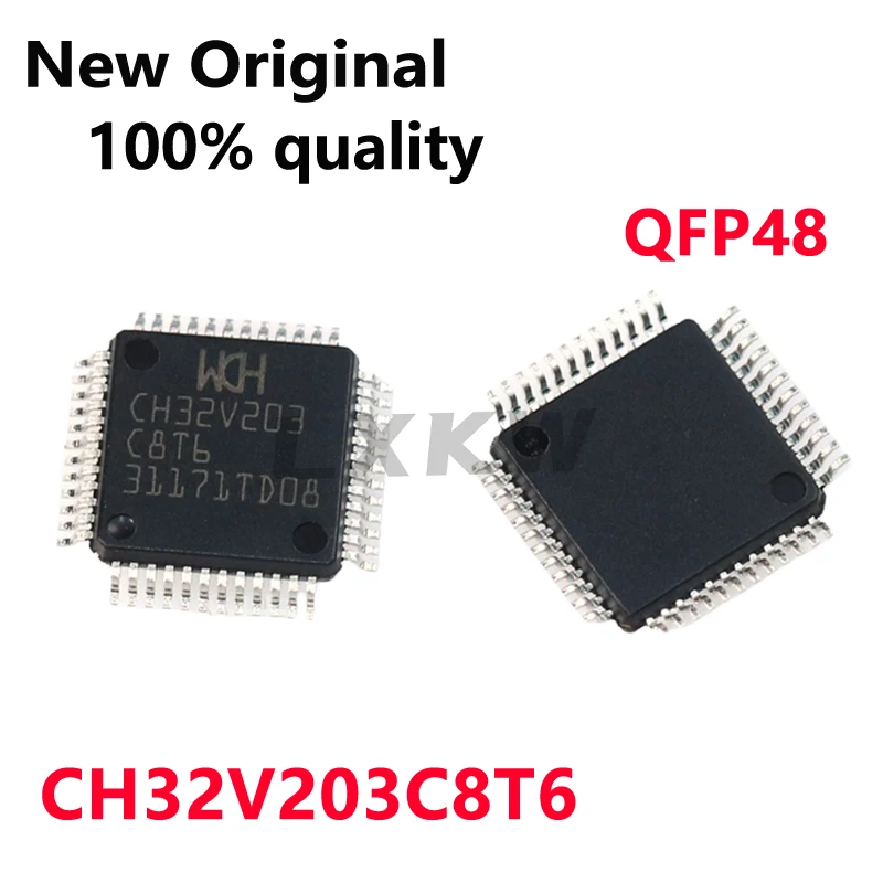 5-10/PCS New Original CH32V203C8T6 CH32V203 C8T6 LQFP48 Single chip microcomputer In Stock