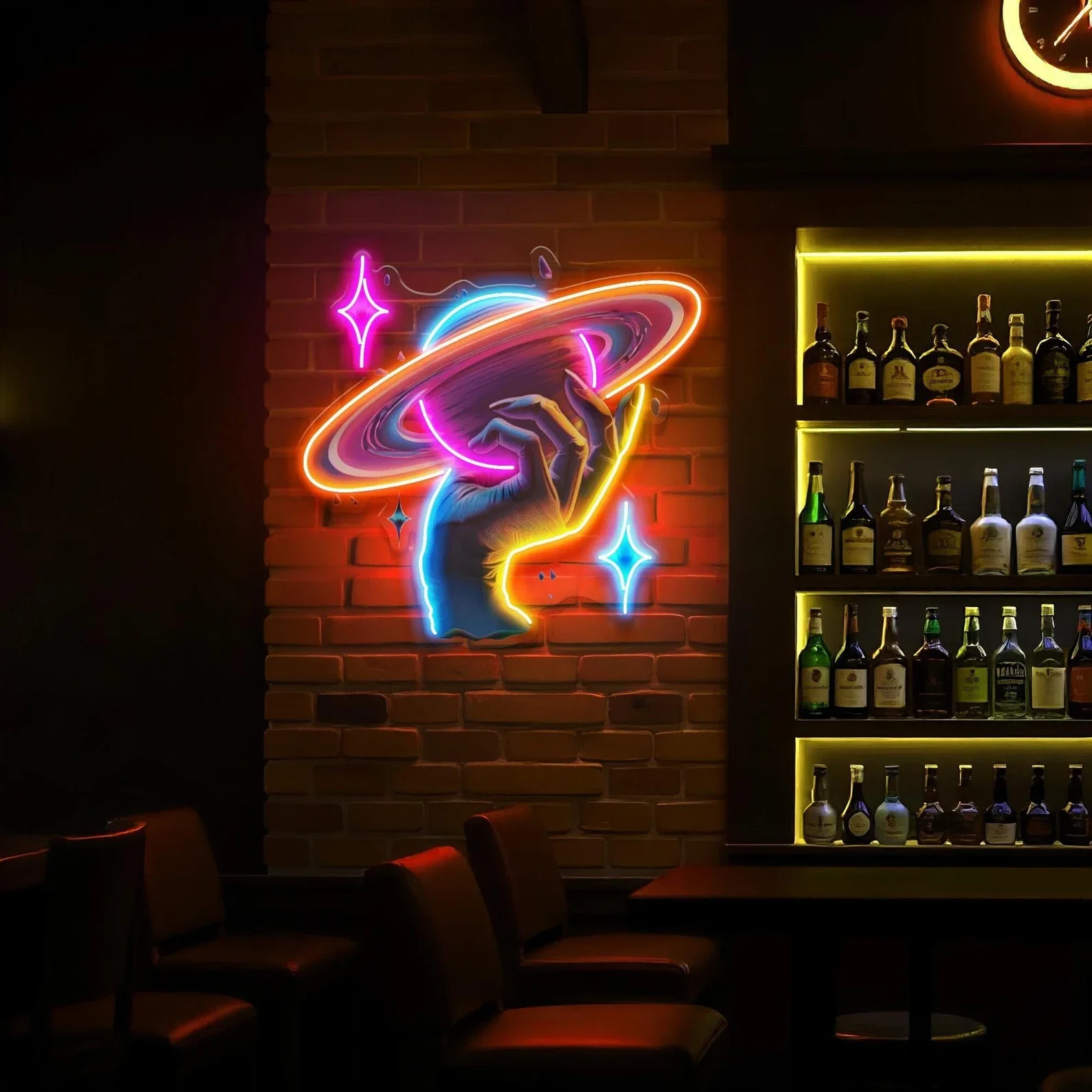 Hand Holding Planet Neon Sign,Sci-Fi LED Wall Art,Space Neon,Planet Neon,Bar / Man Cave Decor,Bedroom Neon Sign,Gift For Him