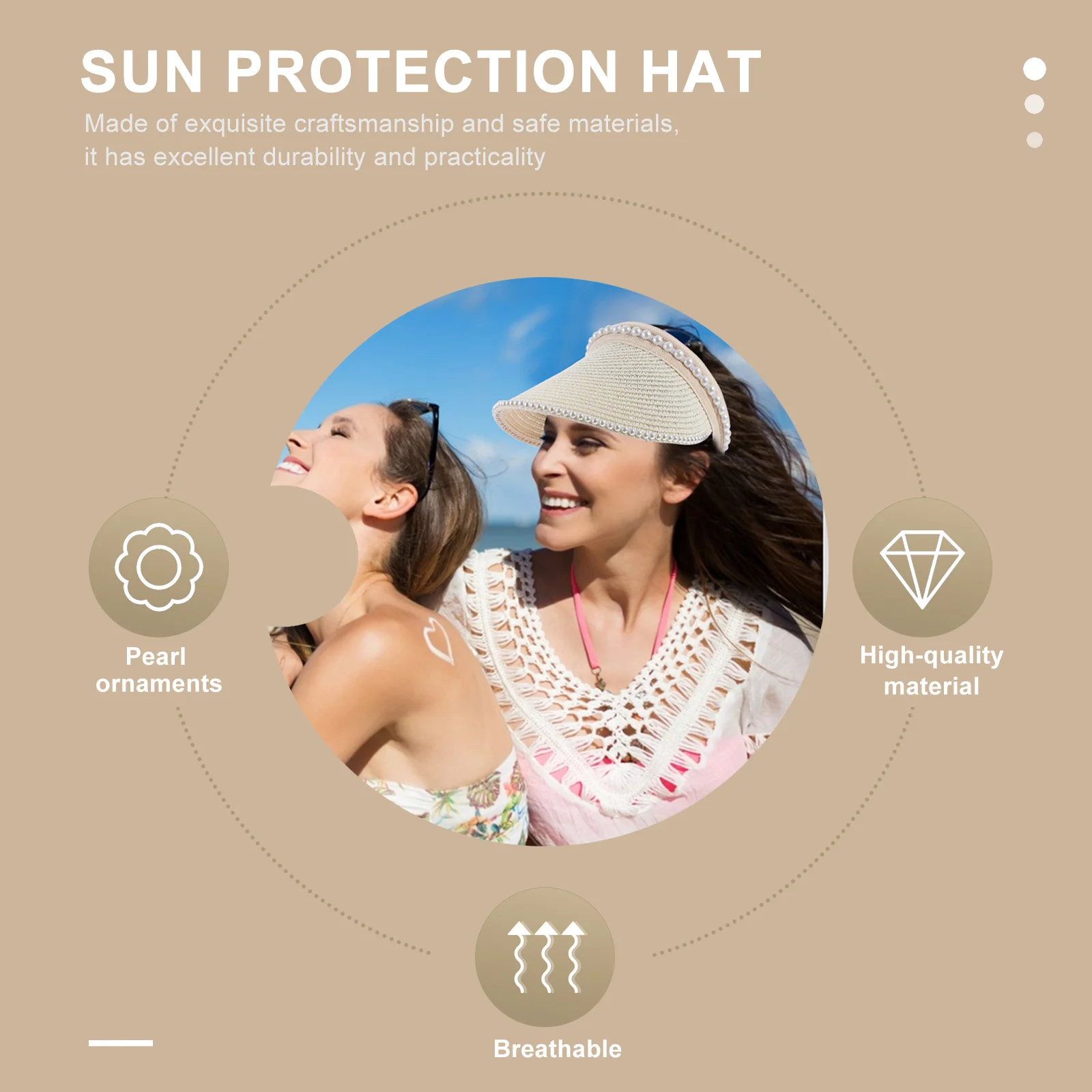 

Wide Brim Sun Hats Caps Empty Tops Straw Visor Hat Soft Comfortable Breathable Wear-Resistant Friends Gathering
