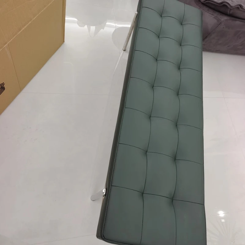 

Modern Stainless Steel Bed End Bench Upholstered Stool for Bedroom Leather Waiting Bench for Clothing Store Long Hallway Seat