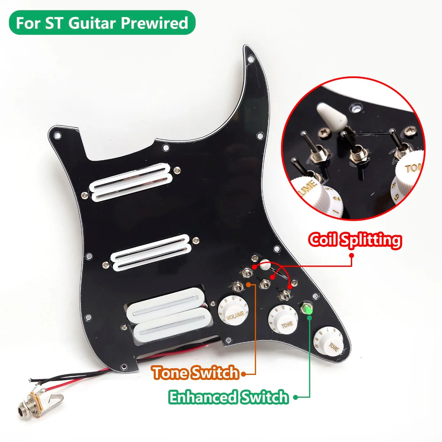 

SSH Prewired Loaded Pickguard with Coil Splitting Humbucker Pickups for ST Style Electric Guitar Replacement Parts