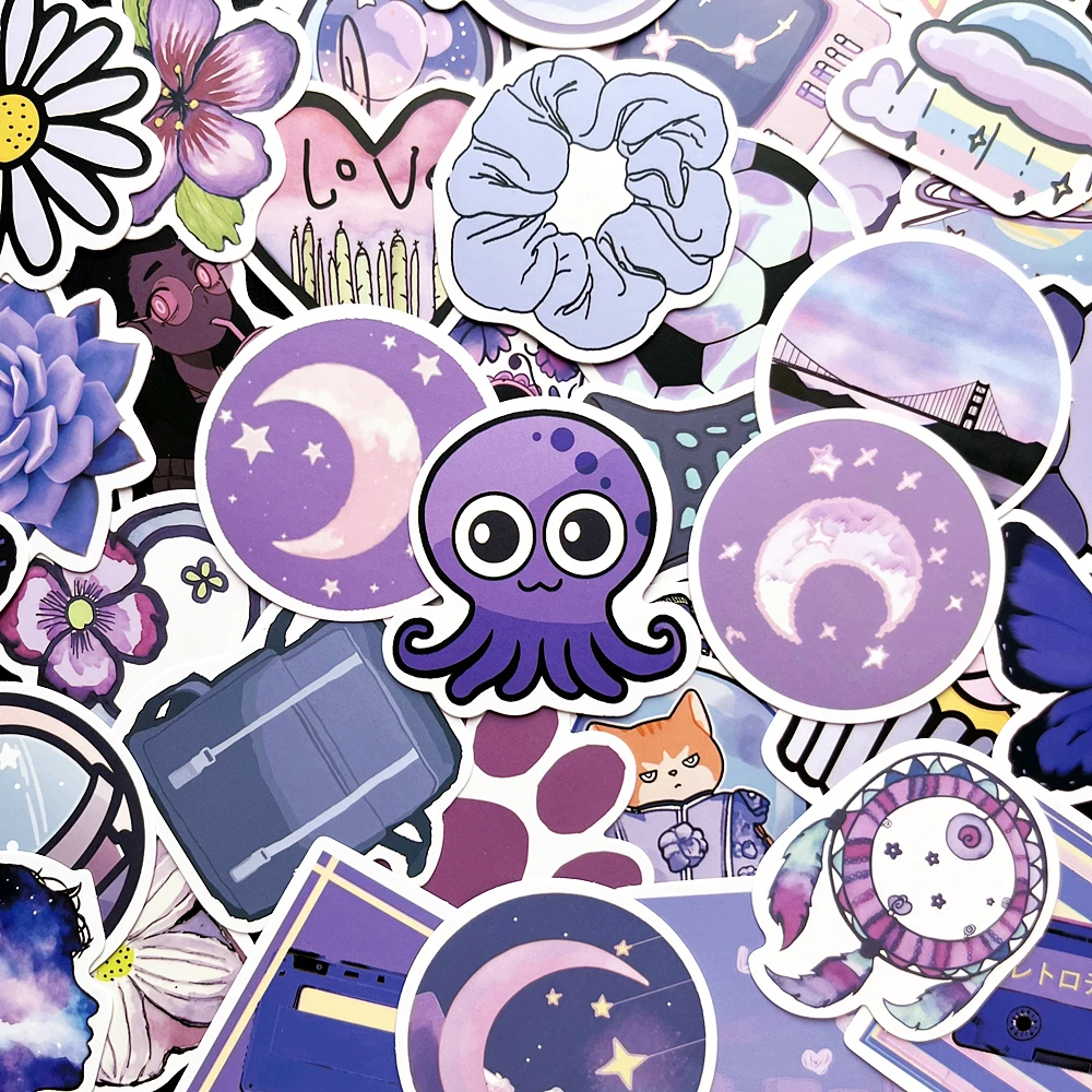 10/50pcs Purple INS Style VSCO Stickers Cartoon DIY Decals For Kids Laptop Skateboard Phone Scrapbook Stationery Stickers