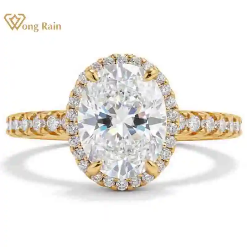 Wong Rain Anillos de compromiso de plata de ley 925 con corte ovalado de 7*9 mm, diamantes de alto contenido de carbono, zafiro de laboratorio, joyería fina