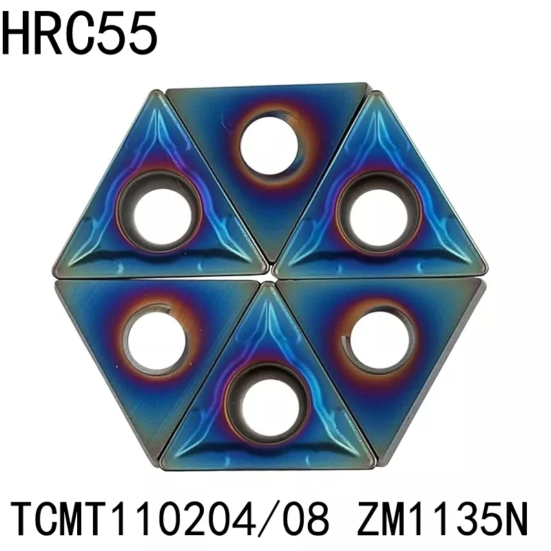 

HRC55 TCMT 110204 ZM1135N TCMT21.51 / TCMT 110208 ZM1135N TCMT21.52 Сменные твердосплавные токарные пластины с нано-синим покрытием из с ЧПУ