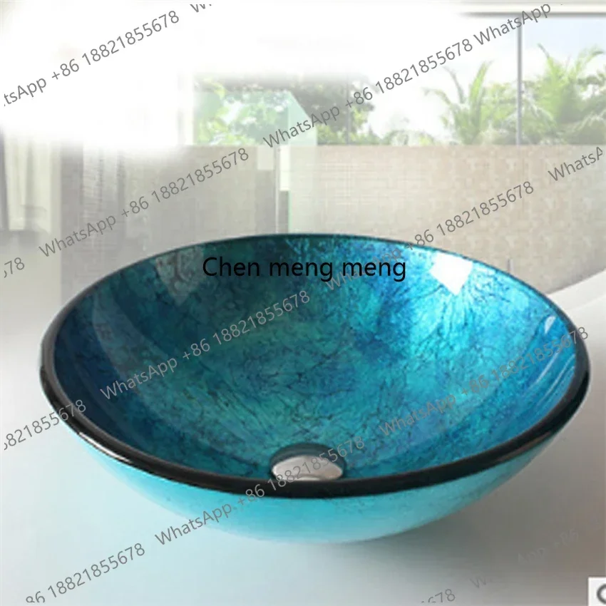 

Z136 Круглая раковина из закаленного стекла в европейском стиле, раковина для умывальника с имитацией мрамора, бытовая раковина для ванной комнаты