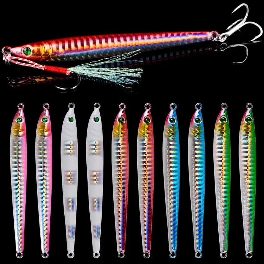 

40PCS Cast Jigging Spoon Fishing Lure Slim Long Metal Casting Jig 7G 10G 14G 17G 21G 28G 40G Shore Artificial Bait Tackle