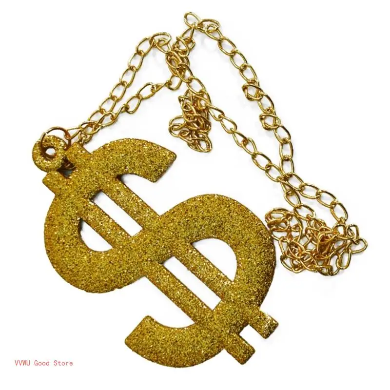 Party Necklace Dollars Sign Necklace, Dollars Sign Pendant Necklace with Chain