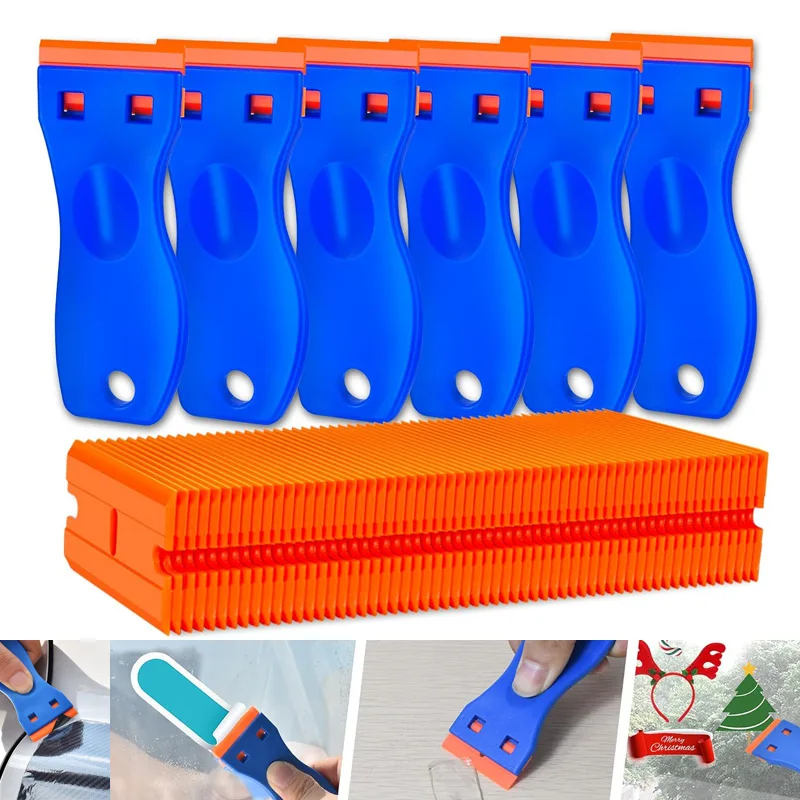 Plastic Razor Blade Scraper Remove Label Tool Forwithout Scratches Adhesive Remover for Stickers Paints on Window Car Glass