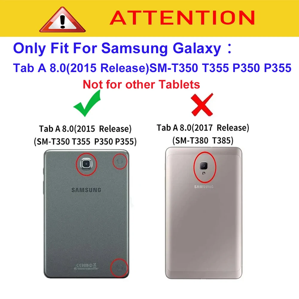 Funda Cas For Samsung Galaxy Tab A 8.0 2015 SM-T350 SM-T355 SM-P350 SM-P355 Case Slim Cover Hard Back Coque Tri-fold Stand