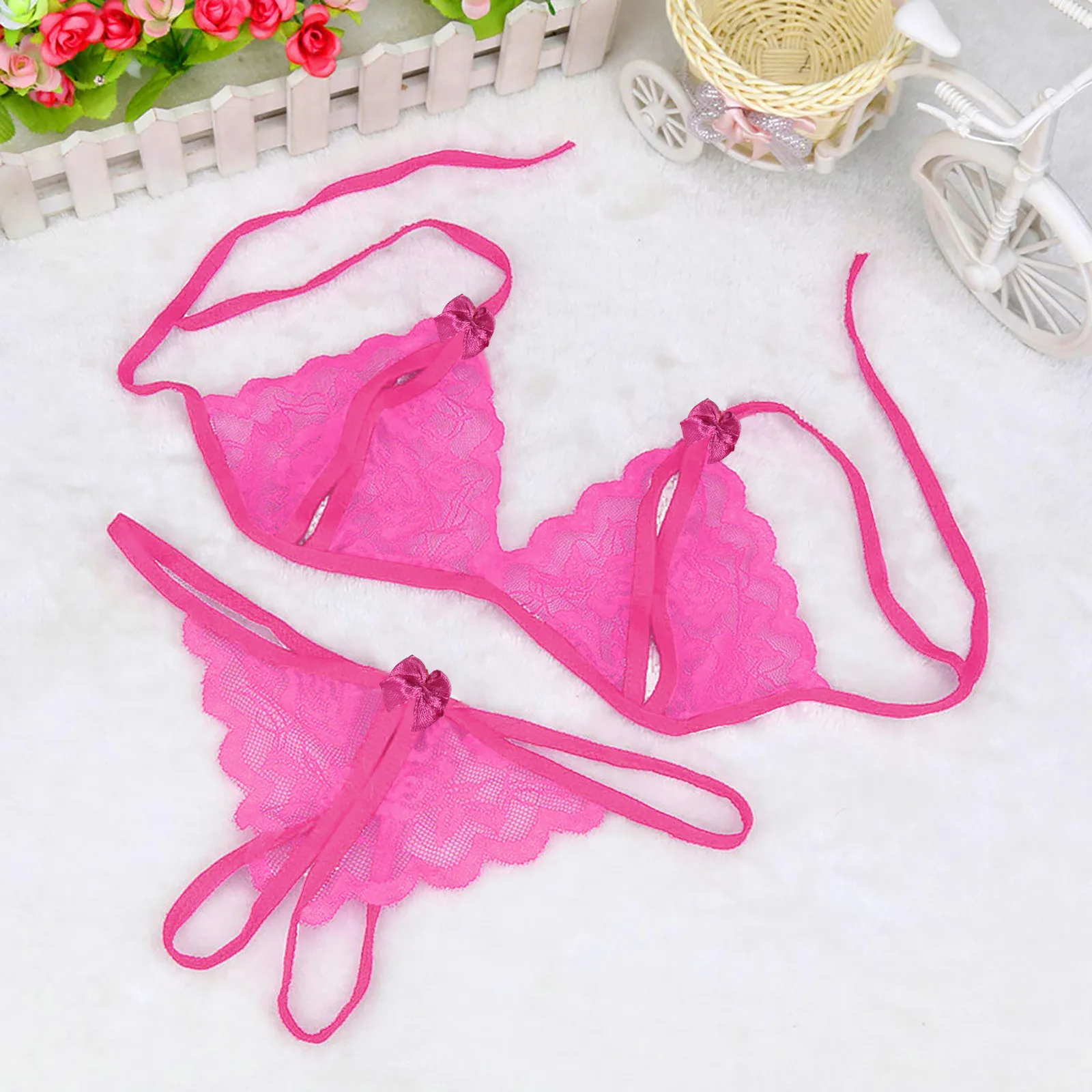 Sexy Lace Lingerie Set Sensual Women Hollow Out Transparent Women Erotic Underwear Set Porn Bra Sex G-string Panties Lingerie