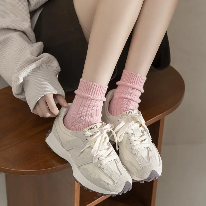 Solid Color Pink Socks Korean Style Girls Kawaii Cute Long Socks Women Japanese Fashion Harajuku Vintage Streetwear Women Socks