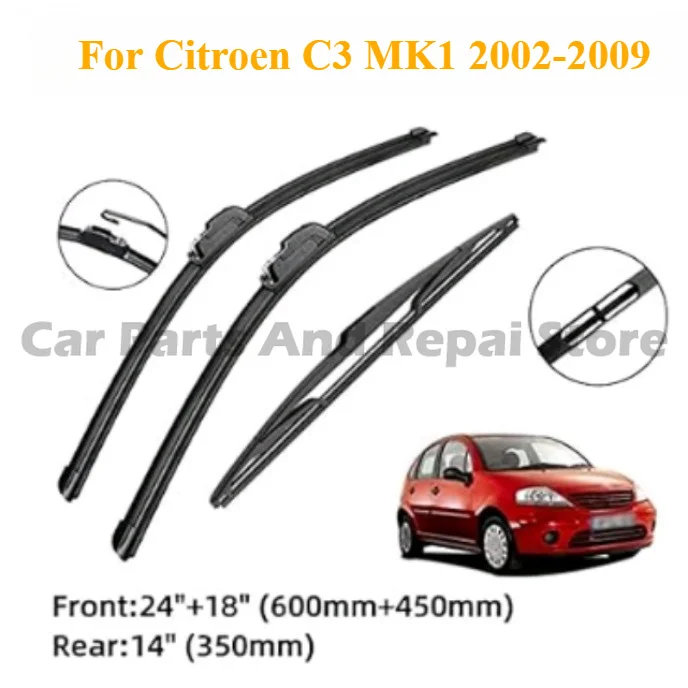 Für Citroen C3 MK1 2002-2009 Scheibenwischerblätter ohne Gestänge, leiser Betrieb, sanftes Wischen und verschleißfest.