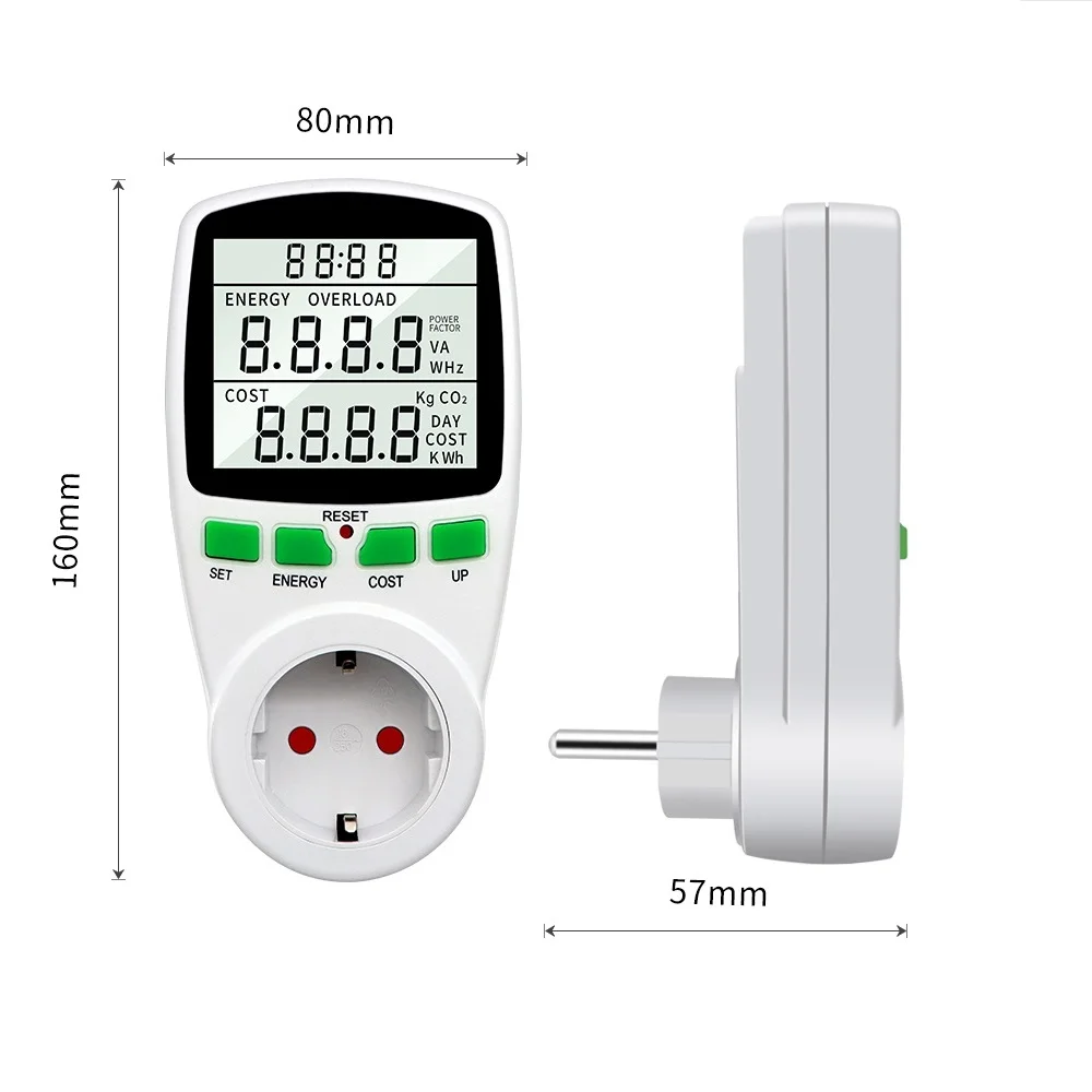 Digital Power Meter, Digital LCD Electric Energy Meter Counter Output Power Meter Timing Socket Electronic Timing Switch Socket