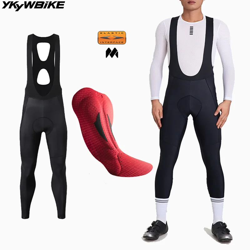 YKYWBIKE Cycling Interface Padding Bib Tights Men 7 Hours  Bicycle Clothin Winter&Autumn Road Bike Cycling Bib Long Pants Fleece