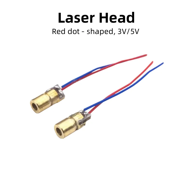 خمسة قطع لكل كيس، رأس ليزر، 3 فولت/5 فولت، نقطة حمراء - على شكل، صمام ثنائي ليزر خطي، رأس نحاسي بقطر خارجي 6 مم، وحدة ليزر #1
