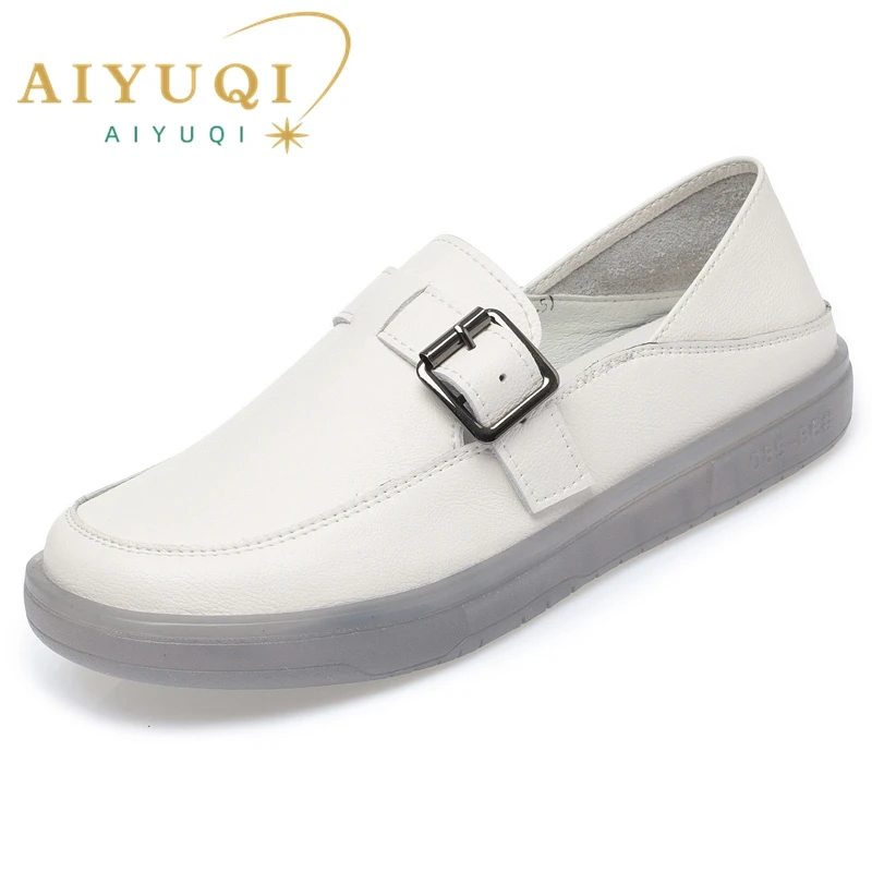 AIYUQI Loafers Woman Genuine Leather 2024 Spring New Student Sneakers Girl Flat Large Size Nurse Shoes Girl