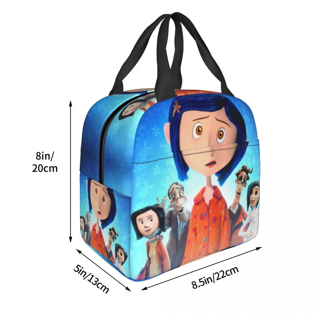 Custom Halloween Coraline Horror Movie Lunch Bag Women Cooler Warm Insulated Lunch Box for Student School Food Picnic Tote Bags